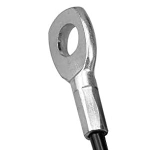 Laad afbeelding in Galerijviewer, Een metalen nok met een rond gat, perfect voor het aansluiten van de Sterke 2m fitness stalen kabel voor je thuis gym, waardoor duurzaamheid en sterkte wordt gegarandeerd.
