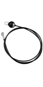 De Sterke 2m fitness stalen kabel voor je thuis gym heeft lusvormige uiteinden en een zwart en zilverkleurige bevestiging voor veilige verbindingen. Gemaakt van roestvrij staaldraad, biedt hij duurzaamheid en maximale laadcapaciteit voor veelzijdig gebruik.