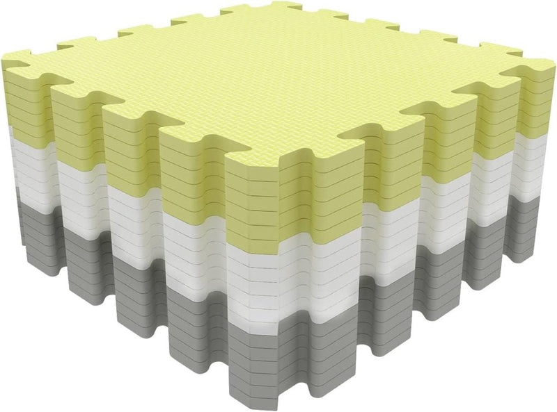 Laad afbeelding in Galerijviewer, Transformeer je vloer met onze interlockende zachte vloermat in gele, witte en waterdichte lagen, gemaakt van rubber Ethyleenvinylacetaat, voor een duurzame en comfortabele ruimte!.
