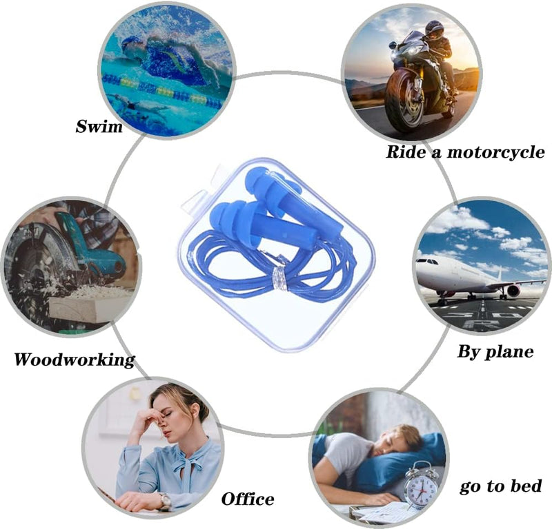 Laad afbeelding in Galerijviewer, Geniet van rust en comfort met onze herbruikbare siliconen oordopjes! Beschikbaar in blauw, ze bieden uitstekende ruisonderdrukking voor activiteiten zoals zwemmen, motorrijden, houtbewerken, vliegen, op kantoor werken en slapen. Hun grondwaterontwerp is ideaal voor uiteenlopende scenario&#39;s.
