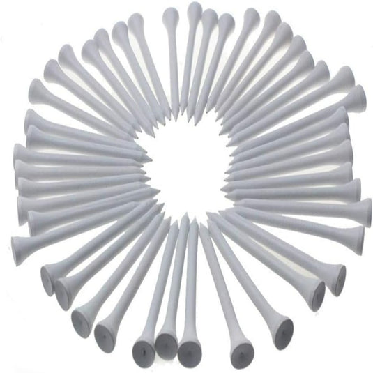 De "Professionele houten golftees" zijn nauwkeurig in een cirkel geplaatst, met de smalle punten naar binnen en de brede toppen naar buiten, wat een duurzaam ontwerp laat zien.
