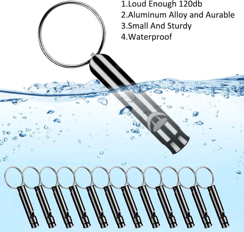 Laad afbeelding in Galerijviewer, Blijf veilig met onze 6-delige aluminium noodfluitjes voor outdoor avonturen! Deze zilveren fluitjes, voorzien van een sleutelring, zijn waterdicht en stevig. Met 120dB volume en sterk aluminium maakmateriaal, zijn ze perfect voor elke buitenactiviteit. Verschillende modellen worden hieronder getoond.
