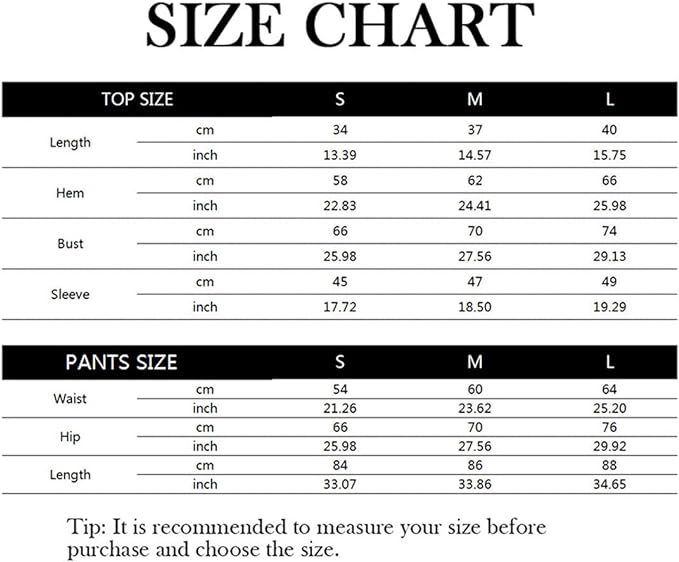 Laad afbeelding in Galerijviewer, De &quot;Zie er geweldig uit en voel je geweldig in deze 3-delige yoga workoutset!&quot; bevat een maattabel voor tops en broeken in S, M en L, met cm- en inch-maten voor lengte, zoom, buste, mouw, taille en heup. Het biedt maattips voor de beste pasvorm met ademende stoffen.
