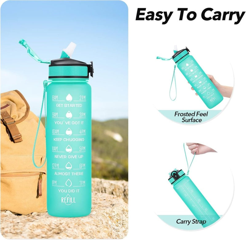 Laad afbeelding in Galerijviewer, 💧 Altijd gehydrateerd met deze BPA - vrije waterfles van 1 liter! - happygetfit.com
