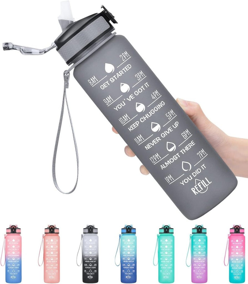 Laad afbeelding in Galerijviewer, 💧 Altijd gehydrateerd met deze BPA - vrije waterfles van 1 liter! - happygetfit.com

