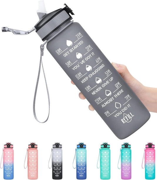💧 Altijd gehydrateerd met deze BPA - vrije waterfles van 1 liter! - happygetfit.com