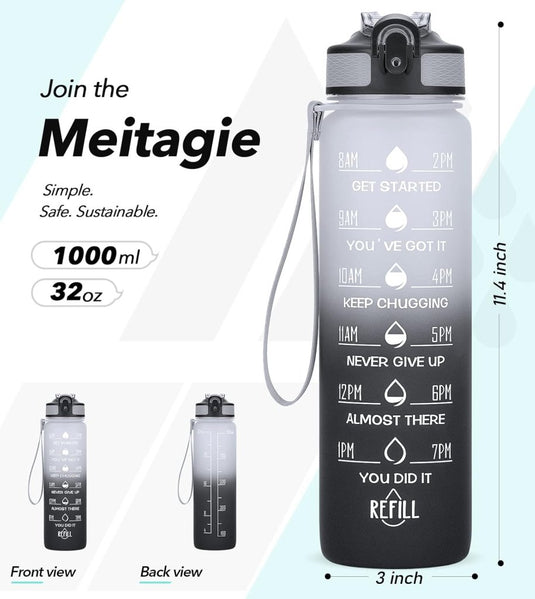 💧 Altijd gehydrateerd met deze BPA - vrije waterfles van 1 liter! - happygetfit.com