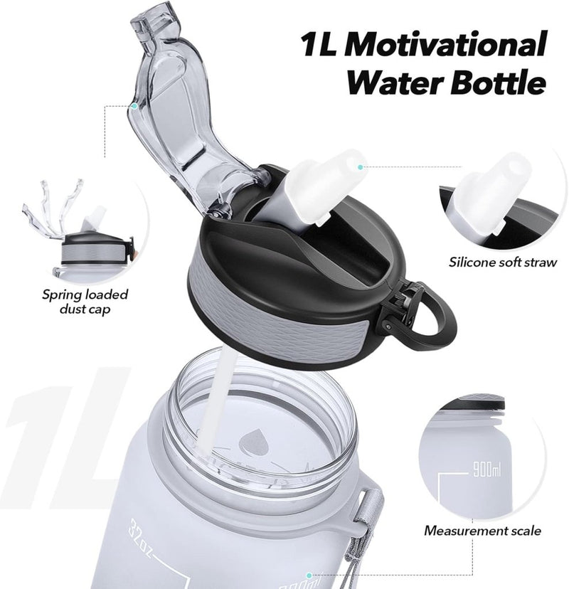 Laad afbeelding in Galerijviewer, 💧 Altijd gehydrateerd met deze BPA - vrije waterfles van 1 liter! - happygetfit.com
