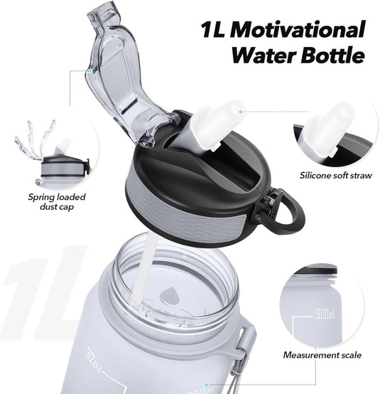 💧 Altijd gehydrateerd met deze BPA - vrije waterfles van 1 liter! - happygetfit.com