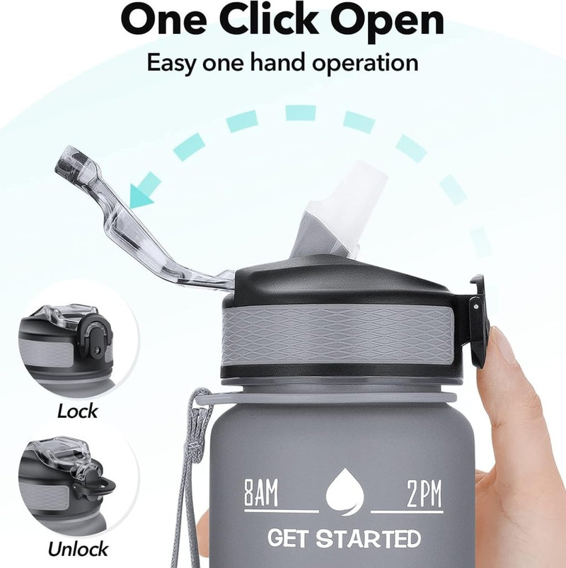 Laad afbeelding in Galerijviewer, 💧 Altijd gehydrateerd met deze BPA - vrije waterfles van 1 liter! - happygetfit.com
