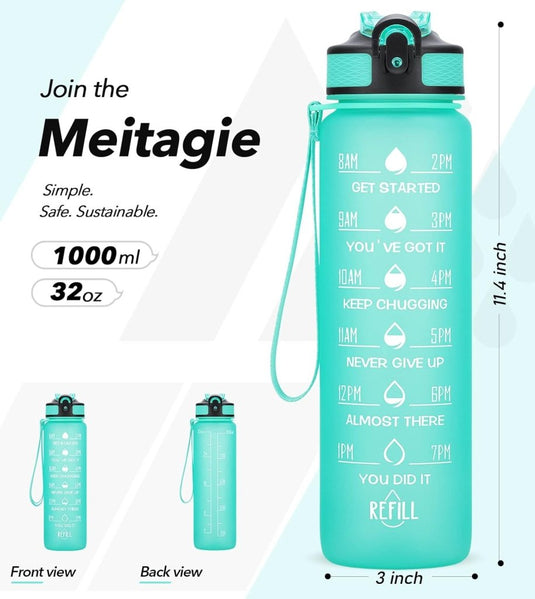 💧 Altijd gehydrateerd met deze BPA - vrije waterfles van 1 liter! - happygetfit.com