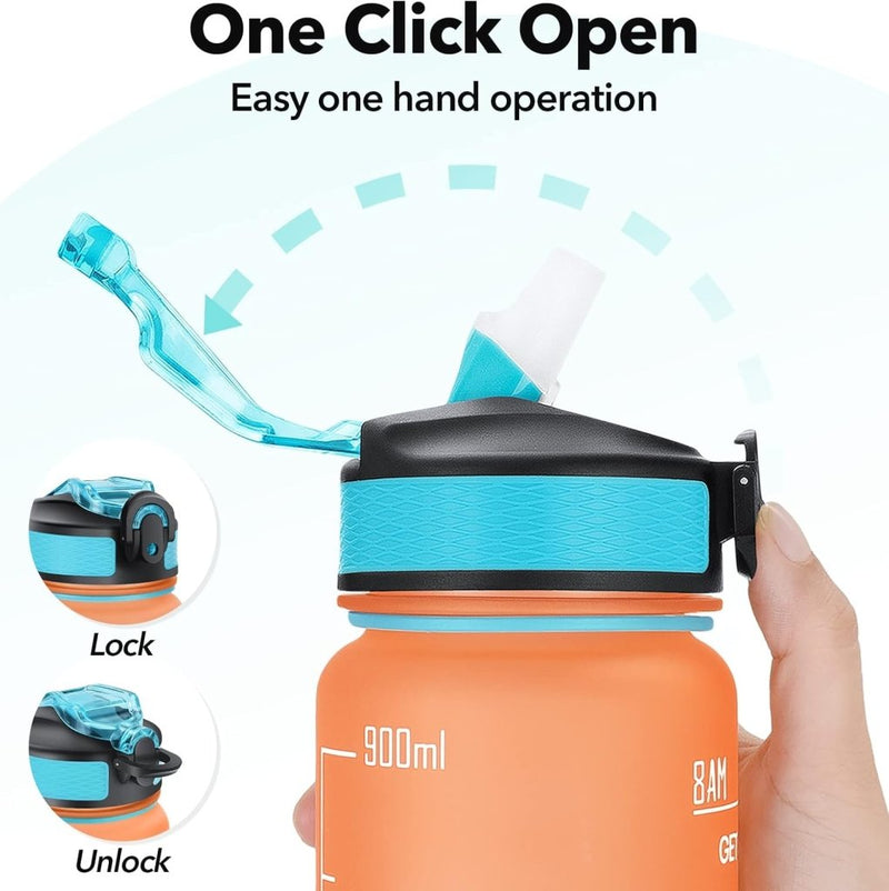 Laad afbeelding in Galerijviewer, 💧 Altijd gehydrateerd met deze BPA - vrije waterfles van 1 liter! - happygetfit.com
