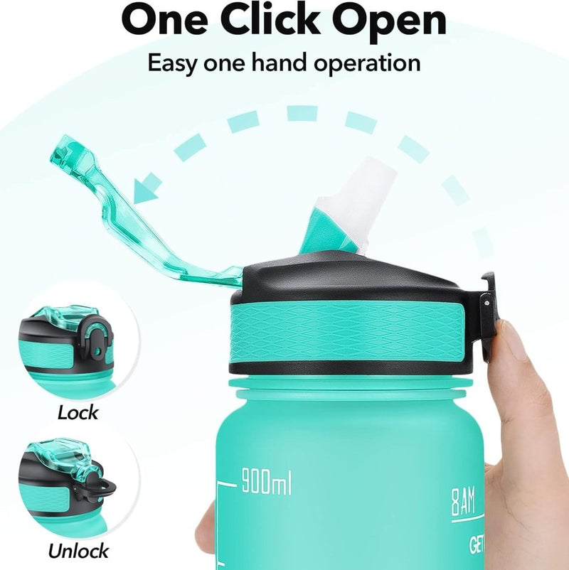 Laad afbeelding in Galerijviewer, 💧 Altijd gehydrateerd met deze BPA - vrije waterfles van 1 liter! - happygetfit.com
