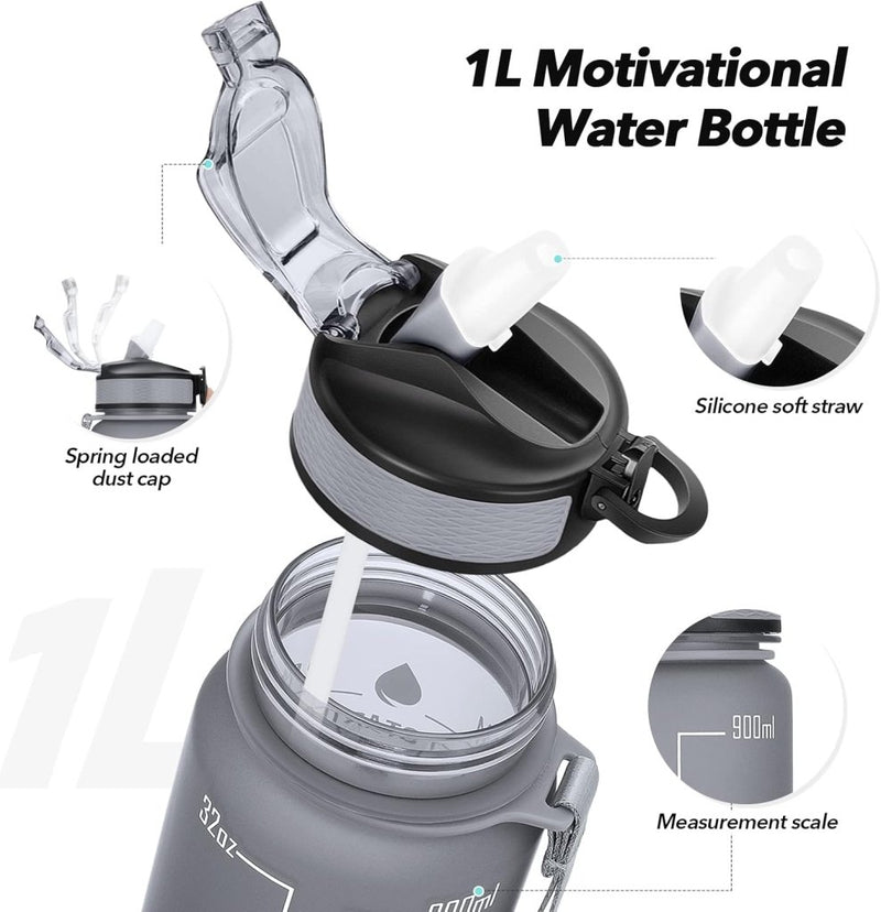 Laad afbeelding in Galerijviewer, 💧 Altijd gehydrateerd met deze BPA - vrije waterfles van 1 liter! - happygetfit.com
