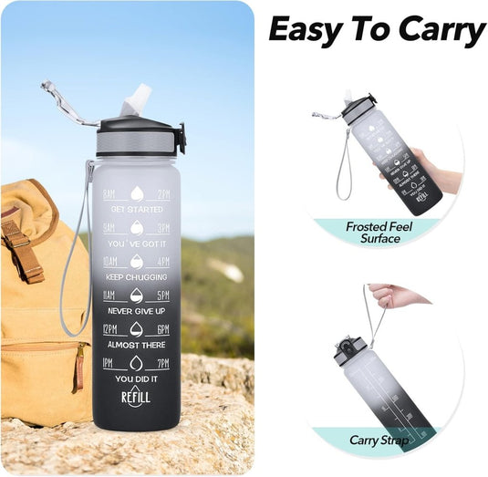 💧 Altijd gehydrateerd met deze BPA - vrije waterfles van 1 liter! - happygetfit.com