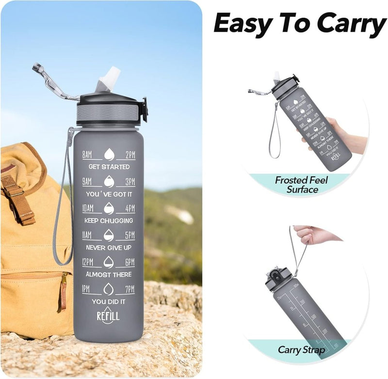 Laad afbeelding in Galerijviewer, 💧 Altijd gehydrateerd met deze BPA - vrije waterfles van 1 liter! - happygetfit.com
