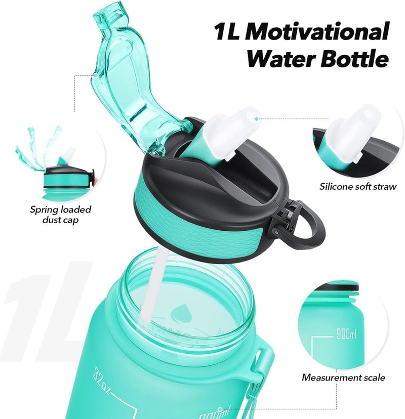 Laad afbeelding in Galerijviewer, 💧 Altijd gehydrateerd met deze BPA - vrije waterfles van 1 liter! - happygetfit.com
