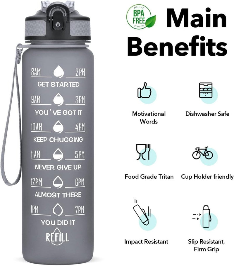 Laad afbeelding in Galerijviewer, 💧 Altijd gehydrateerd met deze BPA - vrije waterfles van 1 liter! - happygetfit.com
