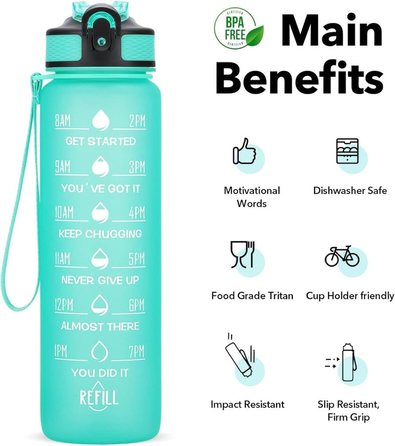 Laad afbeelding in Galerijviewer, 💧 Altijd gehydrateerd met deze BPA - vrije waterfles van 1 liter! - happygetfit.com
