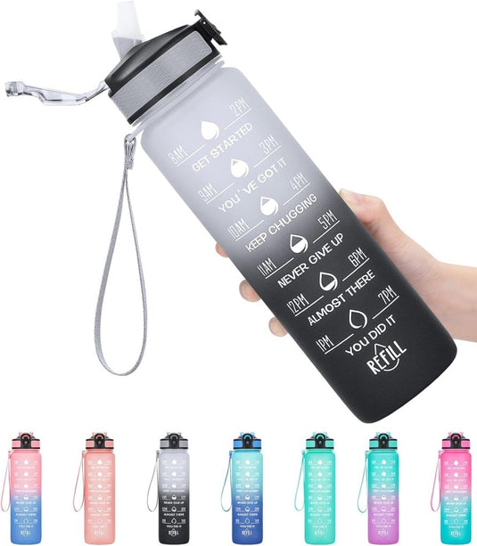 💧 Altijd gehydrateerd met deze BPA - vrije waterfles van 1 liter! - happygetfit.com