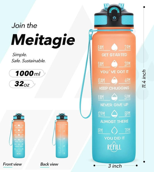 💧 Altijd gehydrateerd met deze BPA - vrije waterfles van 1 liter! - happygetfit.com