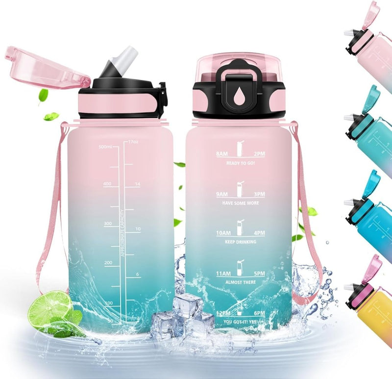 Laad afbeelding in Galerijviewer, 💧 Blijf gehydrateerd met deze BPA - vrije drinkfles van 500 ml en 1000 ml! - happygetfit.com
