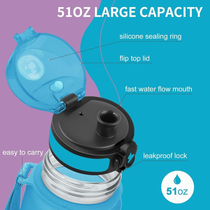 Laad afbeelding in Galerijviewer, 💧 Blijf gehydrateerd met deze BPA - vrije sportwaterfles van 1.5 liter! - happygetfit.com
