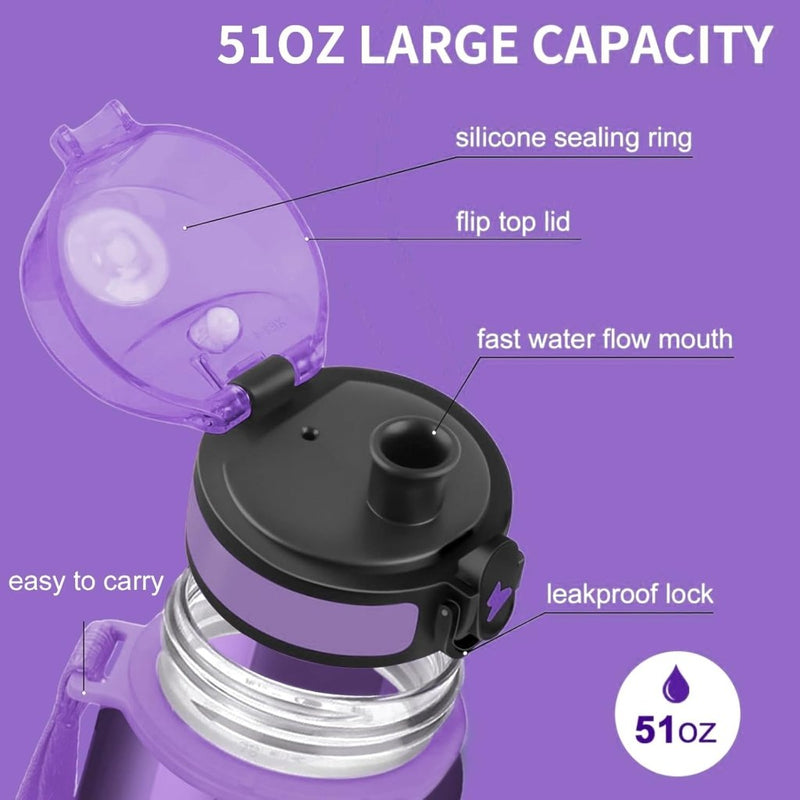 Laad afbeelding in Galerijviewer, 💧 Blijf gehydrateerd met deze BPA - vrije sportwaterfles van 1.5 liter! - happygetfit.com
