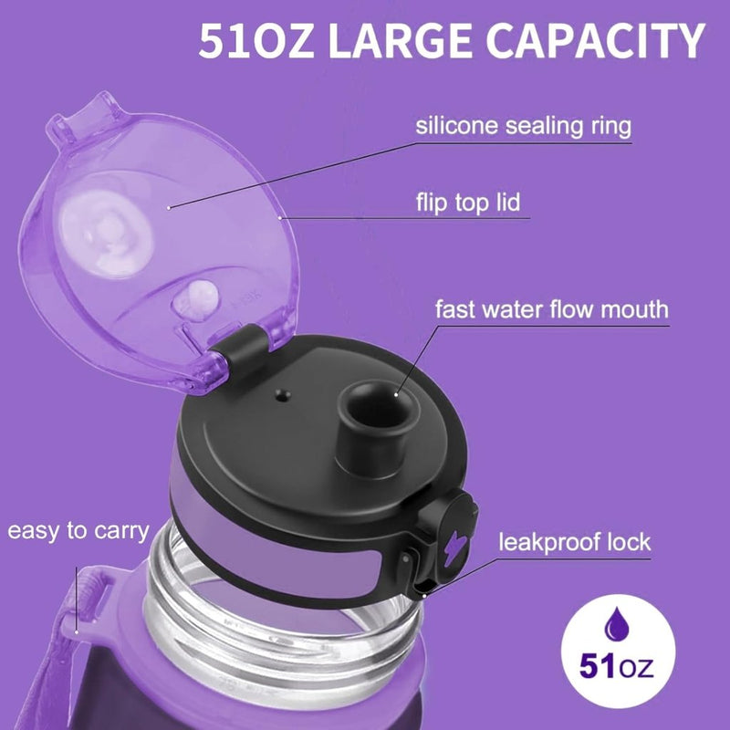 Laad afbeelding in Galerijviewer, 💧 Blijf gehydrateerd met deze BPA - vrije sportwaterfles van 1.5 liter! - happygetfit.com

