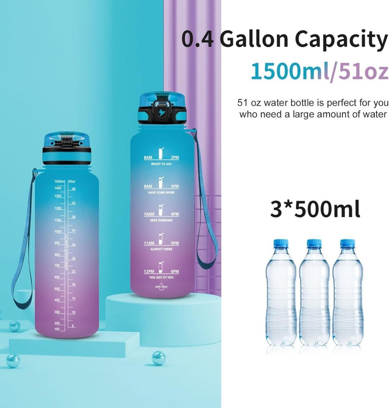 Laad afbeelding in Galerijviewer, 💧 Blijf gehydrateerd met deze BPA - vrije sportwaterfles van 1.5 liter! - happygetfit.com
