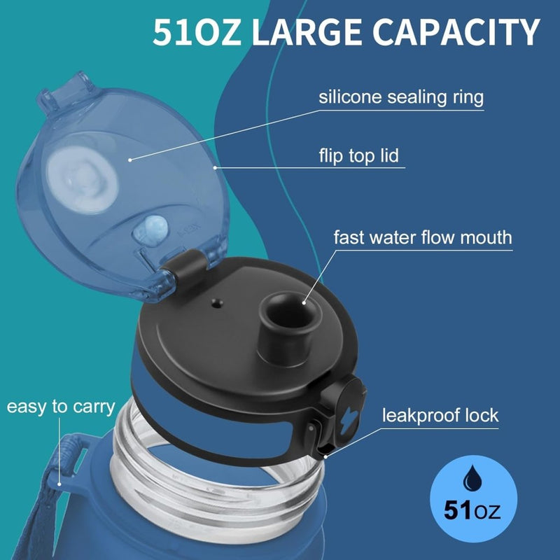 Laad afbeelding in Galerijviewer, 💧 Blijf gehydrateerd met deze BPA - vrije sportwaterfles van 1.5 liter! - happygetfit.com
