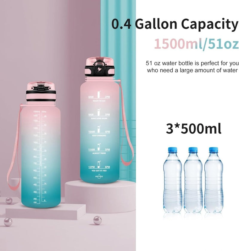 Laad afbeelding in Galerijviewer, 💧 Blijf gehydrateerd met deze BPA - vrije sportwaterfles van 1.5 liter! - happygetfit.com
