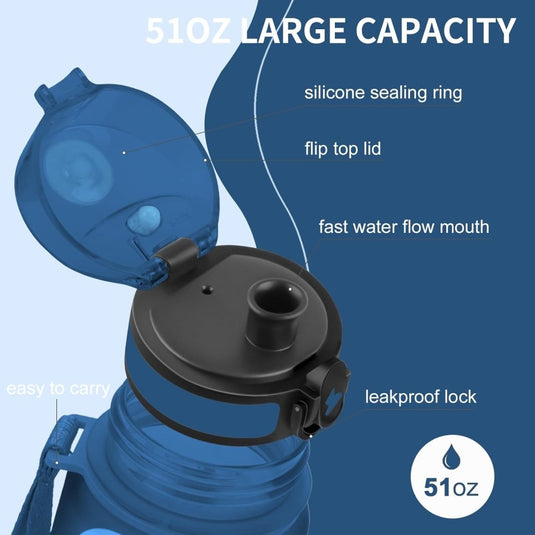 💧 Blijf gehydrateerd met deze BPA - vrije sportwaterfles van 1.5 liter! - happygetfit.com