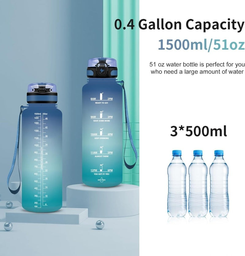 Laad afbeelding in Galerijviewer, 💧 Blijf gehydrateerd met deze BPA - vrije sportwaterfles van 1.5 liter! - happygetfit.com
