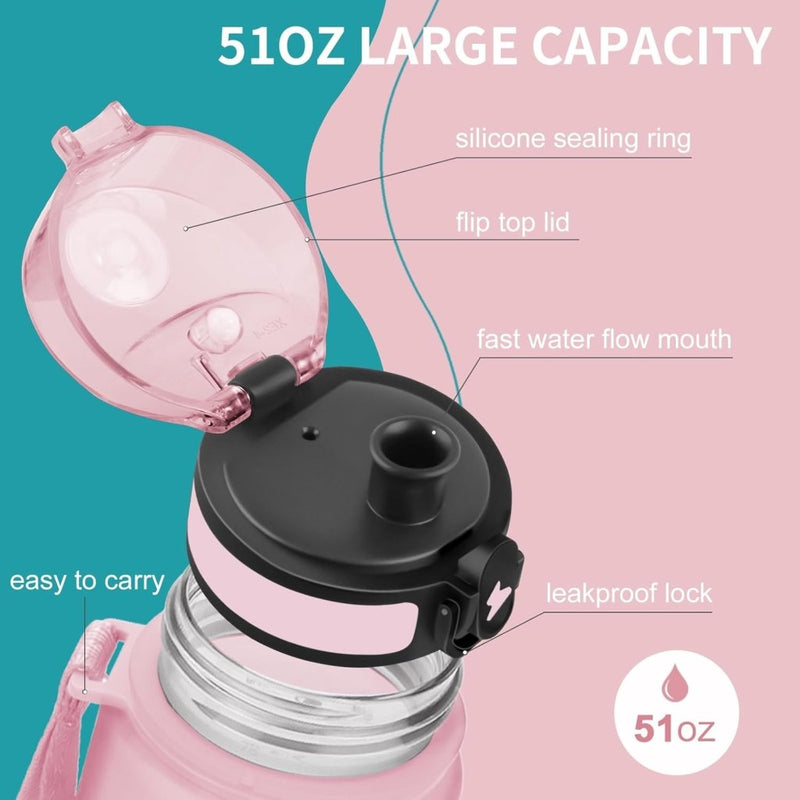 Laad afbeelding in Galerijviewer, 💧 Blijf gehydrateerd met deze BPA - vrije sportwaterfles van 1.5 liter! - happygetfit.com
