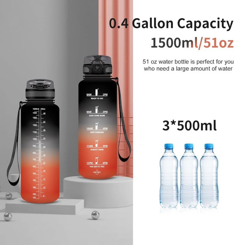 Laad afbeelding in Galerijviewer, 💧 Blijf gehydrateerd met deze BPA - vrije sportwaterfles van 1.5 liter! - happygetfit.com
