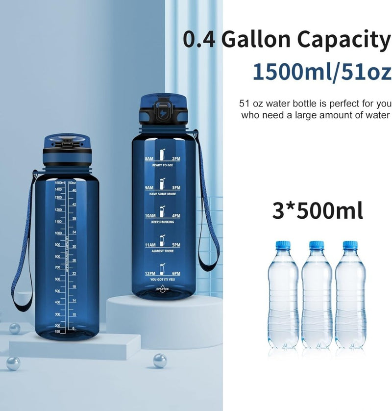 Laad afbeelding in Galerijviewer, 💧 Blijf gehydrateerd met deze BPA - vrije sportwaterfles van 1.5 liter! - happygetfit.com
