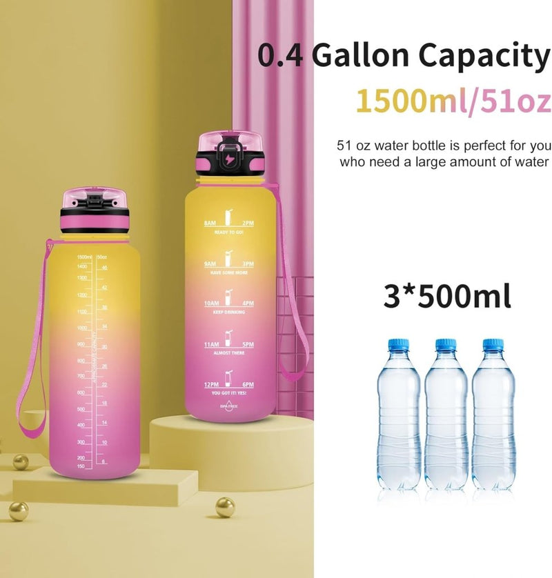 Laad afbeelding in Galerijviewer, 💧 Blijf gehydrateerd met deze BPA - vrije sportwaterfles van 1.5 liter! - happygetfit.com
