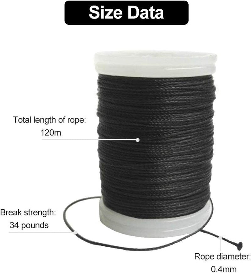 Laad afbeelding in Galerijviewer, De spoel zwart touw, met een totale lengte van 120 meter, een breeksterkte van 34 pond en een diameter van 0,4 mm, is ideaal voor het aanscherpen van boogschietvaardigheden. Gemaakt van trekbestendige materialen voor duurzaamheid, verhoogt het je boogschietvaardigheden terwijl je boogschietprestaties met onze boogsnoer serverdraad toenemen!.
