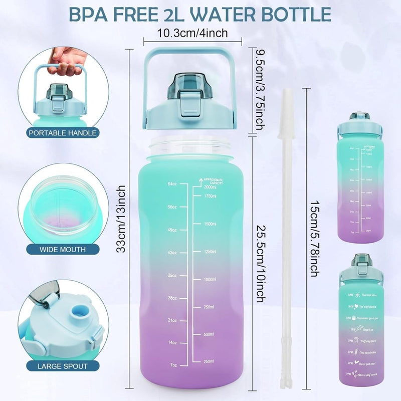 Laad afbeelding in Galerijviewer, 💧 BPA - vrije sportwaterfles van 2 liter – Blijf moeiteloos gehydrateerd! - happygetfit.com
