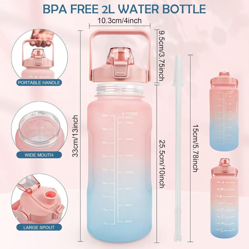 Laad afbeelding in Galerijviewer, 💧 BPA - vrije sportwaterfles van 2 liter – Blijf moeiteloos gehydrateerd! - happygetfit.com
