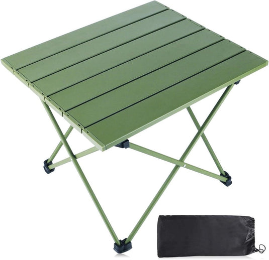 Ervaar het ultieme kamperen met onze groene opvouwbare tafel met een lattenbodem, kruispootondersteuning, ultralicht ontwerp en antislip voetkap-ontwerp. Wordt geleverd met een zwarte draagtas.