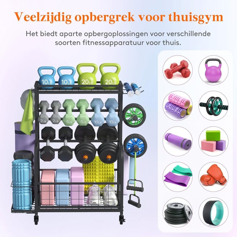 Laad afbeelding in Galerijviewer, 🏋️‍♂️ Gewichtenrek voor thuisgym – alles georganiseerd, klaar voor actie - happygetfit.com
