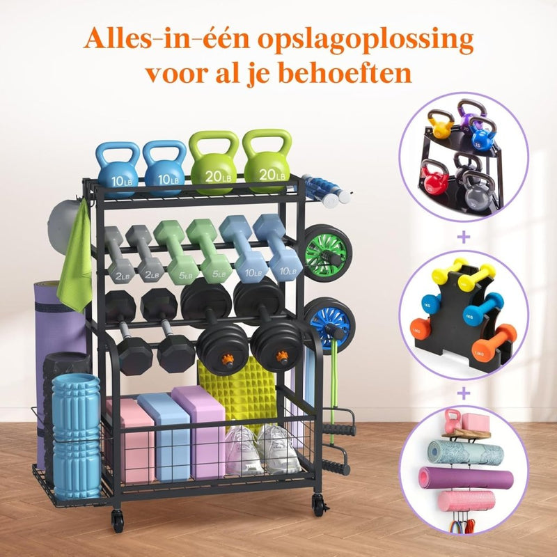 Laad afbeelding in Galerijviewer, 🏋️‍♂️ Gewichtenrek voor thuisgym – alles georganiseerd, klaar voor actie - happygetfit.com
