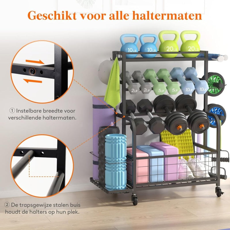 Laad afbeelding in Galerijviewer, 🏋️‍♂️ Gewichtenrek voor thuisgym – alles georganiseerd, klaar voor actie - happygetfit.com
