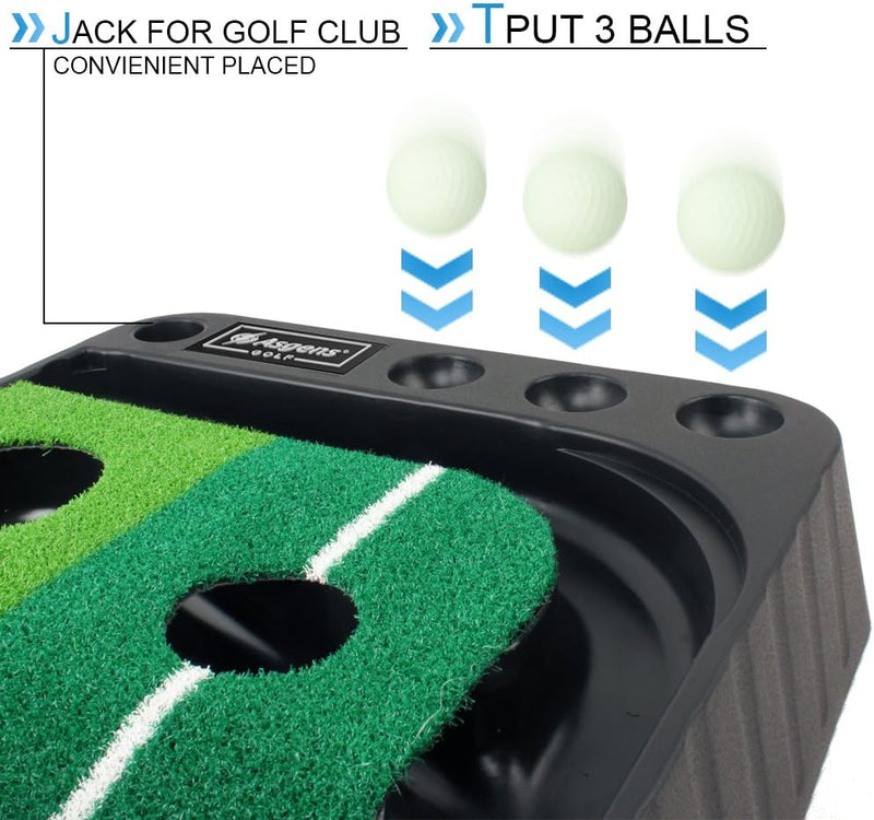 Laad afbeelding in Galerijviewer, Verbeter uw golfspel met onze &quot;Verbeter je golfspel met onze professionele golf putting trainer&quot;, voorzien van een tweekleurige grasmat, clubgleuven, ruimte voor drie ballen en een automatische balretour.
