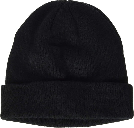 De "Stijlvolle beanie voor elke look - Comfort en warmte in één" is een effen zwarte gebreide muts met een omgeslagen rand. Daarmee is het het perfecte uniseks accessoire voor de winter om lekker warm te blijven.
