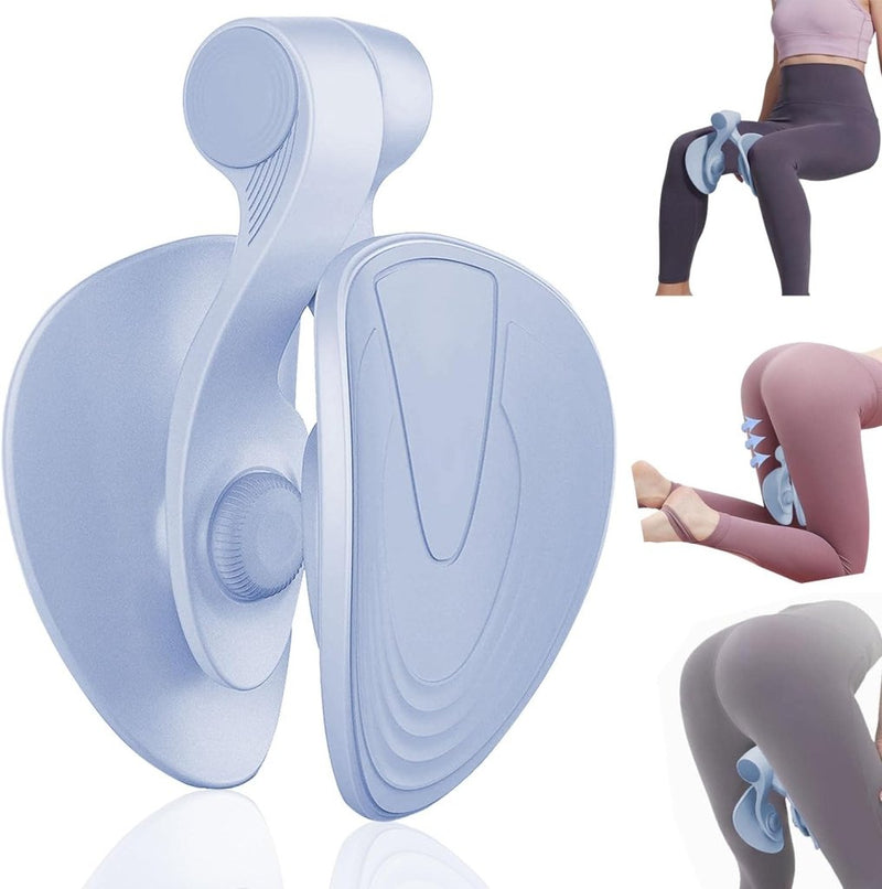 Laad afbeelding in Galerijviewer, Het blauwe Transformeer je workout-apparaat wordt vanuit verschillende hoeken getoond en integreert naadloos in fitnessroutines, omdat gebruikers de bekkenbodemspiertrainer tussen hun dijen en knieën plaatsen voor effectieve trainingen.
