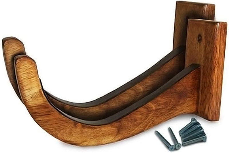 Laad afbeelding in Galerijviewer, De stijlvolle displayset &quot;Jouw surfplank verdient een stijlvolle display! 🏄‍♂️&quot; bevat twee massief houten wandhaken met een gebogen ontwerp en schroeven voor eenvoudige montage.
