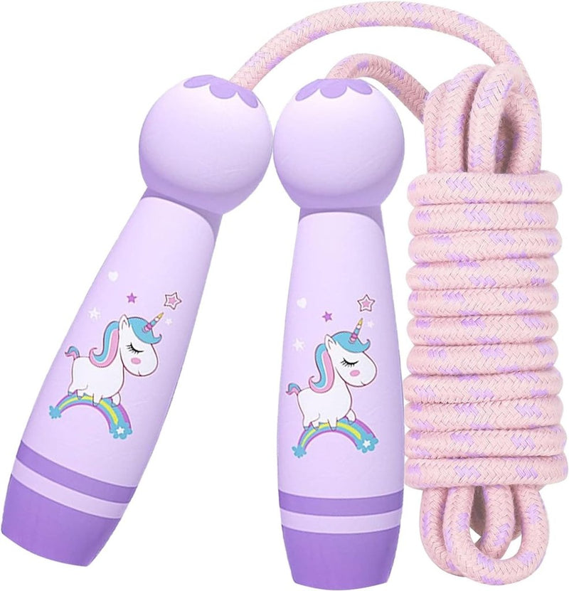 Laad afbeelding in Galerijviewer, Het perfecte kinderspringtouw voor eindeloos speelplezier heeft unicorn-handgrepen en een roze spiraalkabel, ideaal voor krachtige ontwikkeling. Het verstelbare springtouw groeit mee met je soort, waardoor het de perfecte speelgenoot is.
